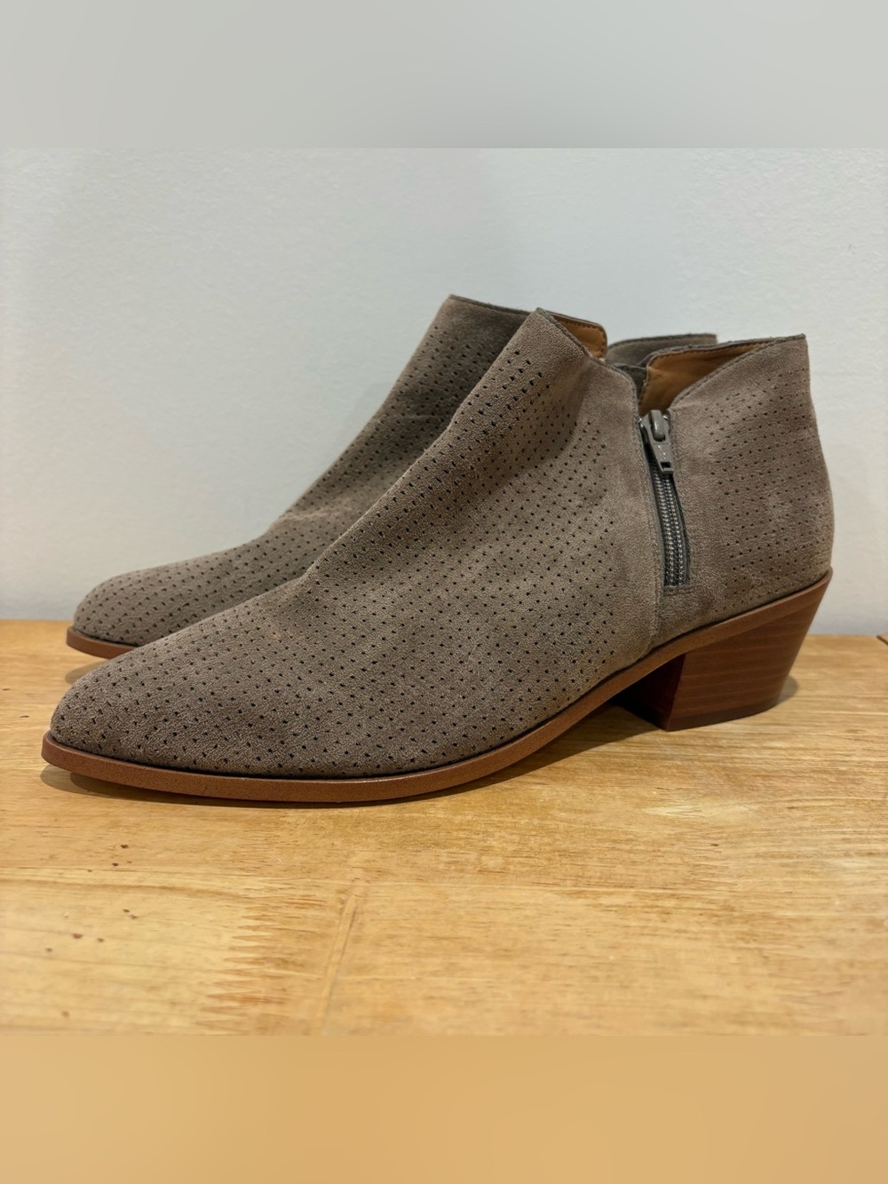 J. Crew Perforated Microsuede Boots size 10
